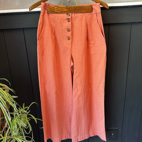 Lulu's‎ Terracotta Wide Leg Button-Down Cropped Pants Sz Small - Picture 1 of 16